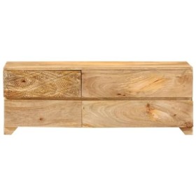 CARESHINE [Meuble TV en Bois Massif] - Meubles en Bois - Meuble TV 110x40 cm - Console multimédia Rustique Brun
