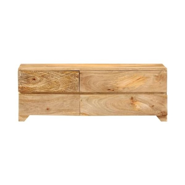 CARESHINE [Meuble TV en Bois Massif] - Meubles en Bois - Meuble TV 110x40 cm - Console multimédia Rustique Brun