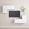 DCRAF Home Hardware Businese Ensemble de 4 meubles TV en bois dingénierie Blanc