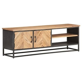 ZVTEC Meuble TV 120 x 30 x 40 cm Marron et noir Bois massif dacacia & acier Table TV Stand Furniture Armoires basses Meubles