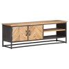 ZVTEC Meuble TV 120 x 30 x 40 cm Marron et noir Bois massif dacacia & acier Table TV Stand Furniture Armoires basses Meubles