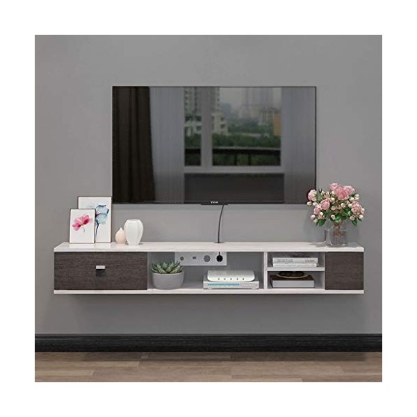 Étagère Etagère Flottante Console Murale Meuble TV Etagères Rack Cabinet Console de Jeu Etagère pour boîtes de câbles Routeur