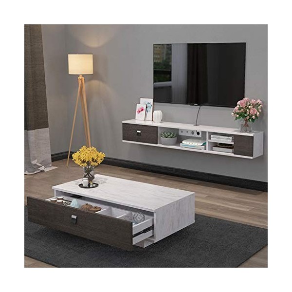 Étagère Etagère Flottante Console Murale Meuble TV Etagères Rack Cabinet Console de Jeu Etagère pour boîtes de câbles Routeur