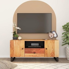 HEPBAK Meuble TV 105 x 33,5 x 46 cm en bois dacacia massif et meubles en bois dingénierie
