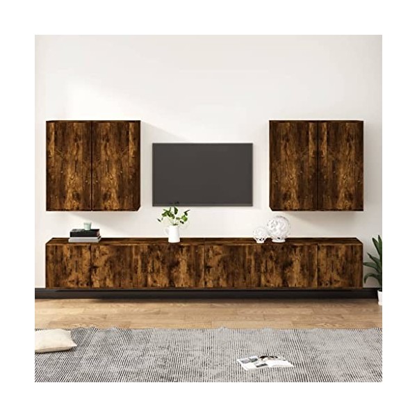 WREWING Meuble TV,Support pour Téléviseur Jusqu’à 50-80 Pouces,Table Télé avec Étagères Réglables,Bas Table TV Support de Tél