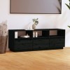 RAUGAJ Meuble TV et centres de divertissement - Meuble TV - Noir - 140 x 37 x 50 cm - Bois massif - Meuble en pin