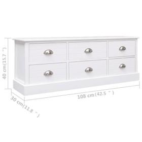 DCRAF Home Hardware Businese Meuble TV en bois massif de paulownia Blanc 108 x 30 x 40 cm