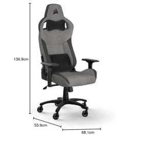 Corsair T3 RUSH Fabric 2023 Fauteuil Gaming – Inspiré des Sports Automobiles – Revêtement en Tissu Doux – Coussin Détachabl