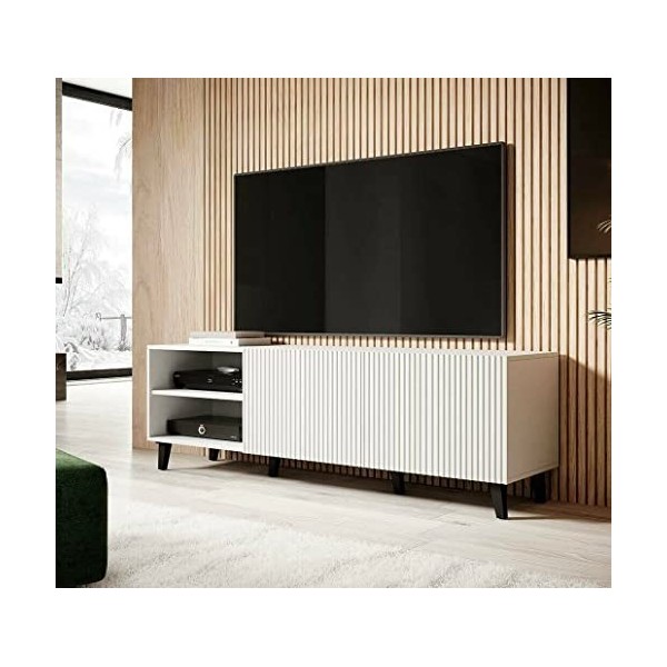 Meuble TV 200x53x40 cm Blanc Palace Meuble Hi-FI Luxueux sideboeard Commode sur Pied