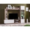 Vente-unique - Mur TV ARKALA avec rangements - LEDs - Blanc & Chêne