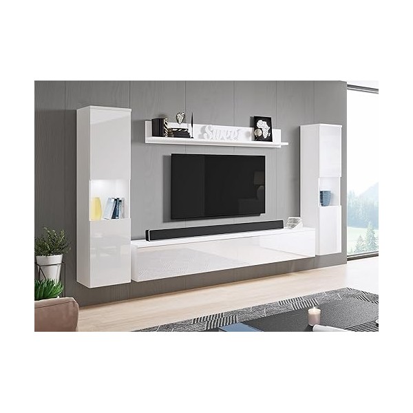 DECO IN PARIS Meuble TV Contemporain chêne avec LED-ELIOTE XL