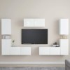 Gecheer Ensemble de Meubles TV 7 pcs Blanc Aggloméré Banc TV, Support de Télévision pour Salon, Chambre Meubles