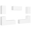 Gecheer Ensemble de Meubles TV 7 pcs Blanc Aggloméré Banc TV, Support de Télévision pour Salon, Chambre Meubles