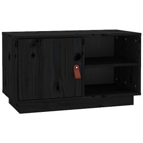 Meuble TV Noir 70x34x40 cm Bois de pin Massif - Banc TV, Meuble TV Suspendu, Convient pour Salon ou Chambre