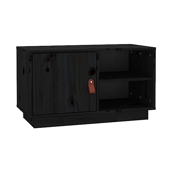 Meuble TV Noir 70x34x40 cm Bois de pin Massif - Banc TV, Meuble TV Suspendu, Convient pour Salon ou Chambre