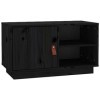 Meuble TV Noir 70x34x40 cm Bois de pin Massif - Banc TV, Meuble TV Suspendu, Convient pour Salon ou Chambre