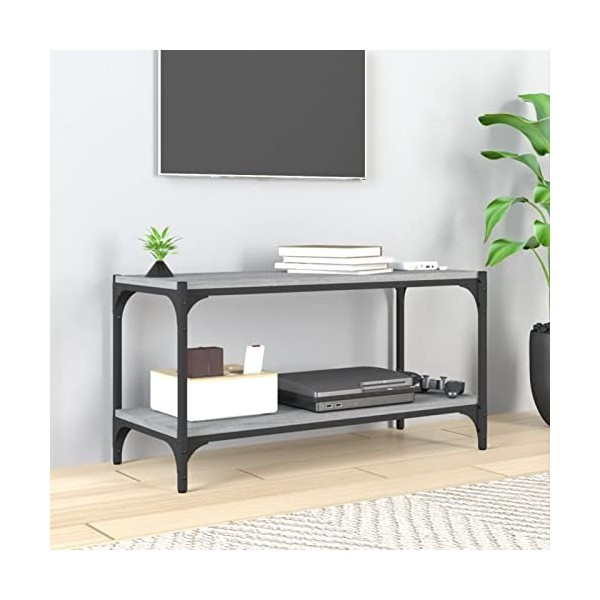 Tidyard Meuble TV Style Industriel Meuble TV de Salon 2 étagères Bois dingénierie et Acier Chêne Sonoma 100x33x41 cm