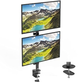 WALI Support de bureau pour écran plat LCD LED 2 écrans jusquà 27" avec œillet en option M002XLS Noir