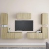 LAPOOH Ensemble de Meubles TV 7 pcs Chêne Sonoma Aggloméré,Meuble dangle TV,Meuble TV Étagère,Meuble Haut Salon