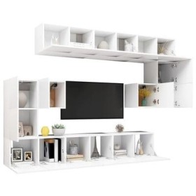 WREWING Meuble TV,Support pour Téléviseur Jusqu’à 50-80 Pouces,Table Télé avec Étagères Réglables,Bas Table TV Support de Tél
