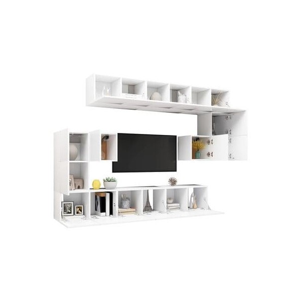 WREWING Meuble TV,Support pour Téléviseur Jusqu’à 50-80 Pouces,Table Télé avec Étagères Réglables,Bas Table TV Support de Tél