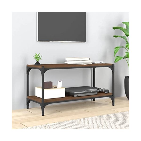 Tidyard Meuble TV Style Industriel Meuble TV de Salon 2 étagères Bois dingénierie et Acier Chêne Sonoma 100x33x41 cm