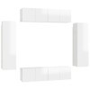 GuyAna Ensemble de Meubles TV 6 pcs Blanc Brillant Aggloméré,Meuble TV,Table Basse Salon Meuble TV,Table Basse LED Couleurs