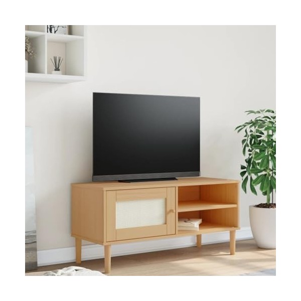 Meuble TV SENJA aspect rotin Marron 106 x 40 x 49 cm