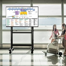 RFIVER Meuble TV sur roulettes pour 50 55 60 65 70 75 80 83 85 86 Pouces LCD LED OLED Écran Plat Plasma TV, Support TV Mobile