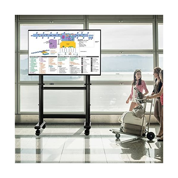 RFIVER Meuble TV sur roulettes pour 50 55 60 65 70 75 80 83 85 86 Pouces LCD LED OLED Écran Plat Plasma TV, Support TV Mobile