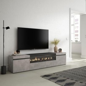 Skraut Home | Meuble TV | Banc Télé | Grand Espace de Rangement | 200x45x35cm | pour Les TV jusquà 80" | Cheminée électrique