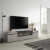 Skraut Home | Meuble TV | Banc Télé | Grand Espace de Rangement | 200x45x35cm | pour Les TV jusquà 80" | Cheminée électrique