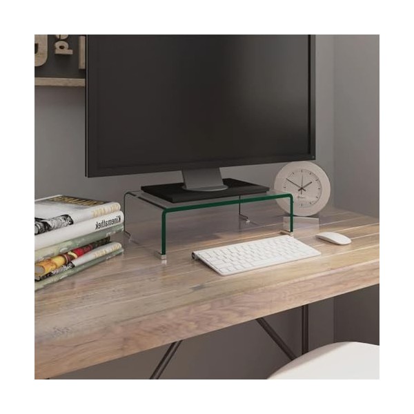 GuyAna Meuble TV/pour Moniteur 40 x 25 x 11 cm Verre Transparent,Meuble TV,Meuble TV Moderne,Meuble de Salon
