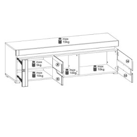 DANSMAMAISON Meuble TV 150 cm Blanc/Chêne à LED - Kiele - L 152 x l 44.5 x H 48 cm