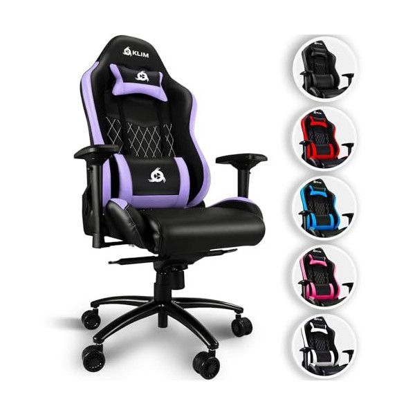 KLIM Esports Chaise Gaming - Nouveauté 2024 - Simili Cuir et Matériaux Premium Haute Qualité - Chaise Gamer inclinable - Ergo