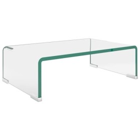 GuyAna Meuble TV/pour Moniteur 40 x 25 x 11 cm Verre Transparent,Meuble TV,Meuble TV Moderne,Meuble de Salon