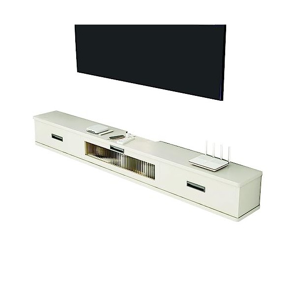 FPIGSHS Console Multimédia Murale, Étagère Flottante Meuble De TV 120/140/160cm, Étagère Audio Vidéo, Étagère pour Décodeur T