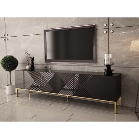 Best Mobilier - Celeste - Meuble TV - 190 cm - Style Contemporain - Noir/Doré