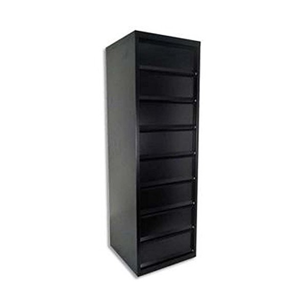 Meuble à clapets 8 cases en métal noir - Dimensions : L40 x H126 x P40 cm