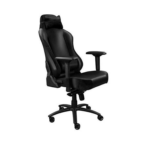 REKT Comfort-R Chaise Gaming Noir Simili Cuir et Velours - Fauteuil Gamer Haute qualité Accoudoirs 4D - Coussin Lombaire et a