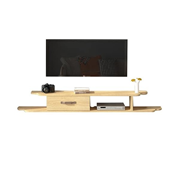 XIBANY Meuble TV Mural Console Média Murale Asymétrique, Meuble TV Flottant, Étagères De Rangement Murales, Meuble TV 47.2/55
