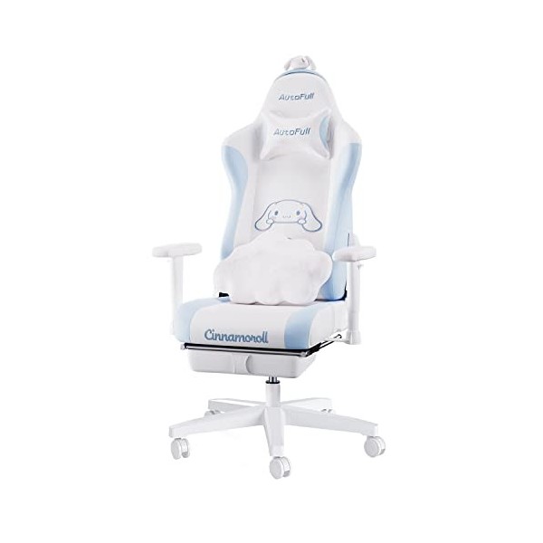 AutoFull Cinnamoroll Chaise de Jeu Ergonomique à Dossier Haut avec Support Lombaire, Chaise de Travail en Cuir PU Style Cours