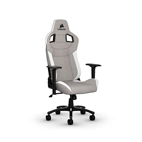 Corsair T3 Rush - Tissu en Polyester Fauteuil Gaming Revêtement en Tissu doux Respirant, Coussin Ajustable pour La Nuque, Lo