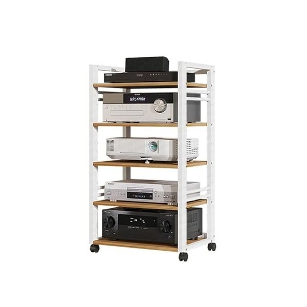 Support Audio Support For Lecteur Multimédia Avec 5 Étagères Support De Rangement Ouvert Avec Étagère En Bois Réglable En Hau