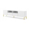 BB Loisir Meuble TV 200x56x42 cm Blanc Mat Vague 2D2S Meuble Hi-FI Luxueux sur Pied