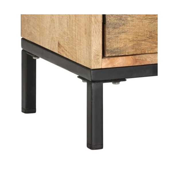 CARESHINE Meuble TV en Bois Massif - Console TV Meuble TV en Bois Rustique |Meuble TV 130cm avec Rangement-Brun