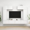 Gecheer Ensemble de Meuble TV Lot de 6 Blanc Brillant Aggloméré Banc TV, Support de Télévision pour Salon, Chambre Meubles