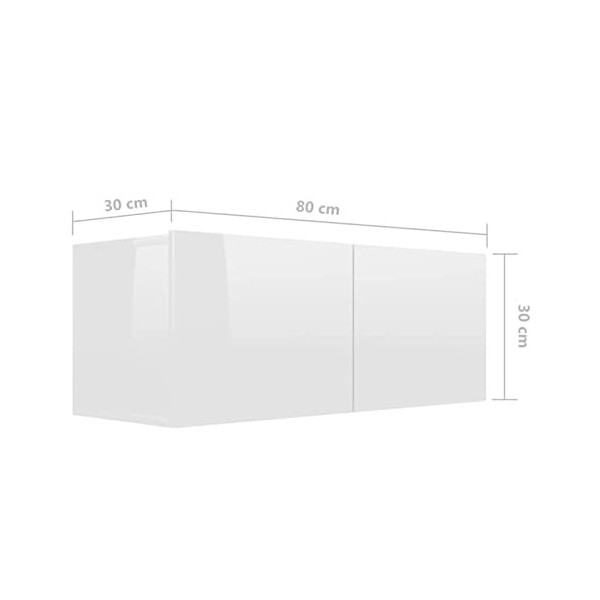 Gecheer Ensemble de Meuble TV Lot de 6 Blanc Brillant Aggloméré Banc TV, Support de Télévision pour Salon, Chambre Meubles