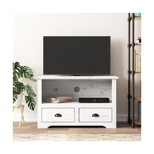 Suuim Meuble TV en Bois avec 2 tiroirs et Une étagère Ouverte, Charmante Console TV de Style français, Meuble multimédia pour