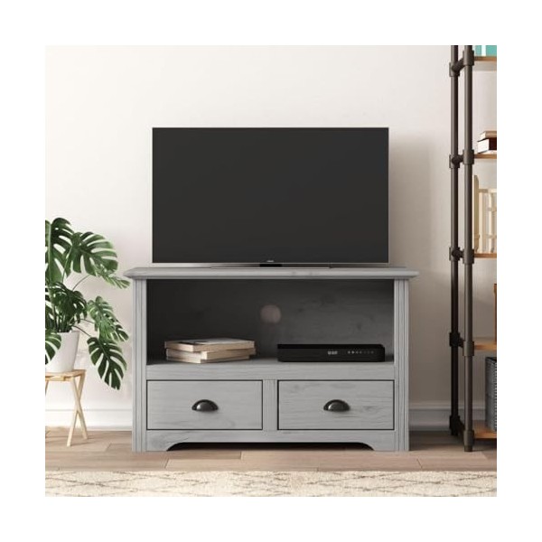 Suuim Meuble TV en Bois avec 2 tiroirs et Une étagère Ouverte, Charmante Console TV de Style français, Meuble multimédia pour